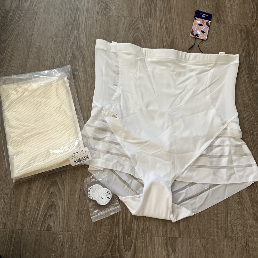 HONEYLOVE QUEEN BRIEF W/ STRAPS & WASHING BAG IN ASTRAL‎ WHITE SIZE 3X NEW